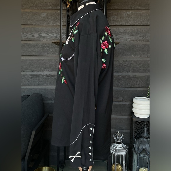Scully Sugar Skulls Pearl Snap Western Vintage Shirt Floral Day Of The Dead S - Picture 3 of 11